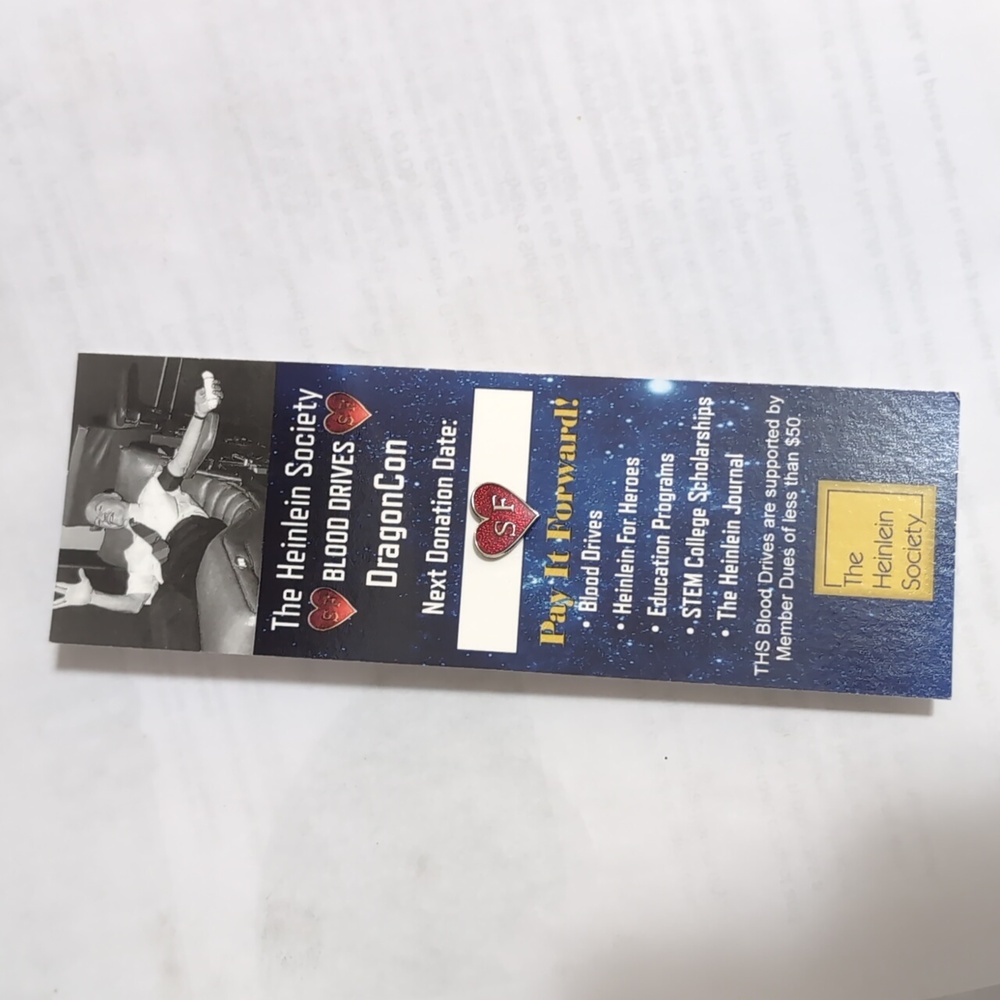 Dragon Con Blood Donor Pin Heinlein Society